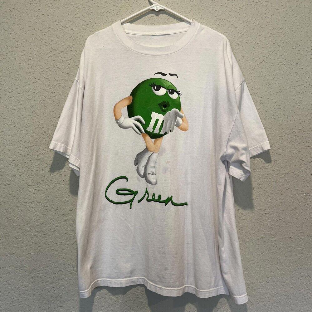 Vintage 90’s RARE Green M&M’s Chocolate Candy Shirt Size 2XL‎